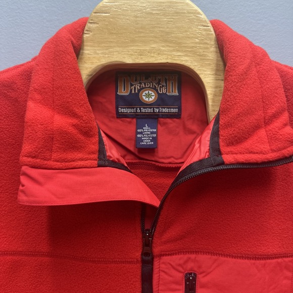 Duluth Trading Co Fleece Jacket Mens L Bright Red Full Zip New in Bag - Picture 5 of 15